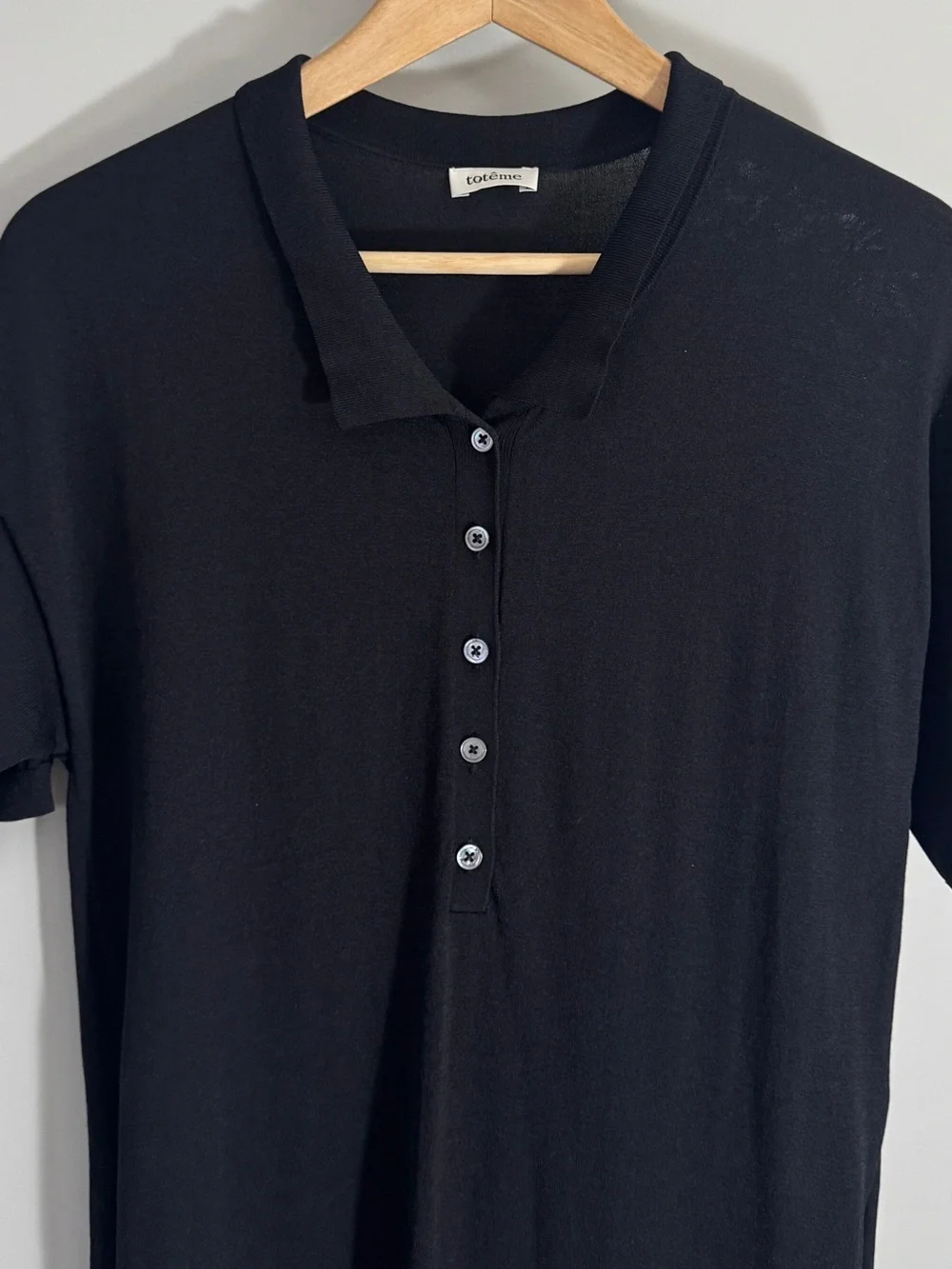 Totême Belize Knit Midi Polo Dress Black Collared Side Slit Oversized XS (s-m) - Picture 5 of 16